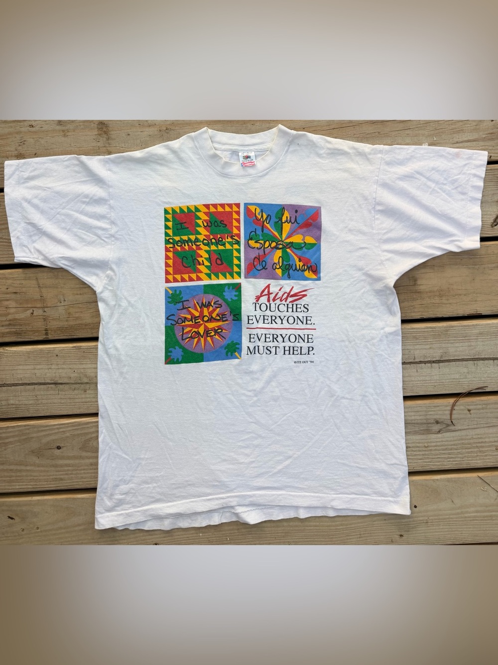 Vintage 1994 AIDS Awareness Double Sided Graphic Tee XL USA Made